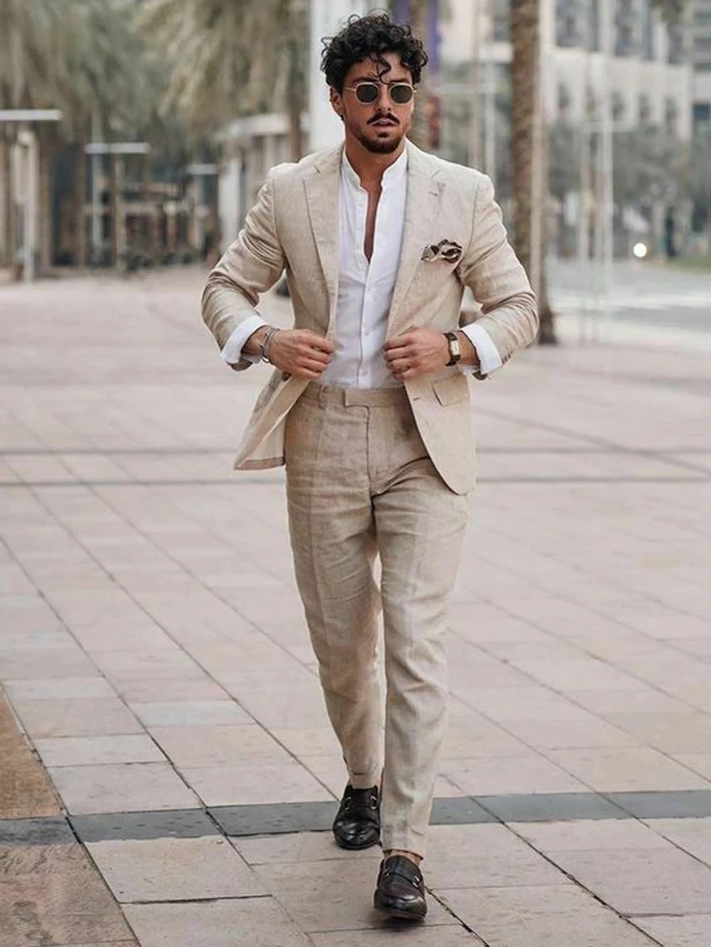 Men Formal Wear Pants - Setelan Linen Bisnis Pantai Musim Panas