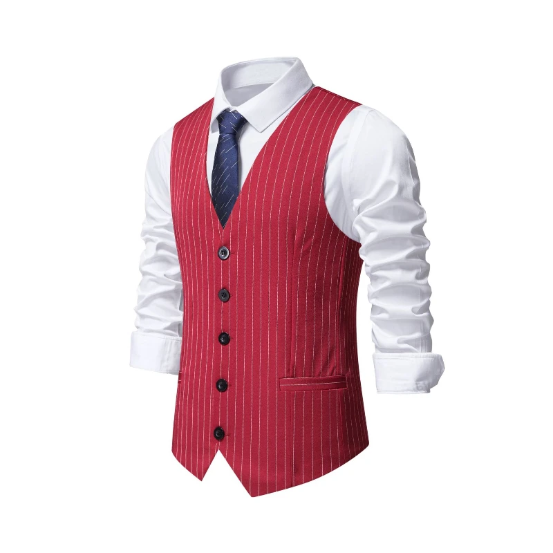Men'S Formal Wear Waistcoat - Rompi Jas Garis Merah Baru 2026