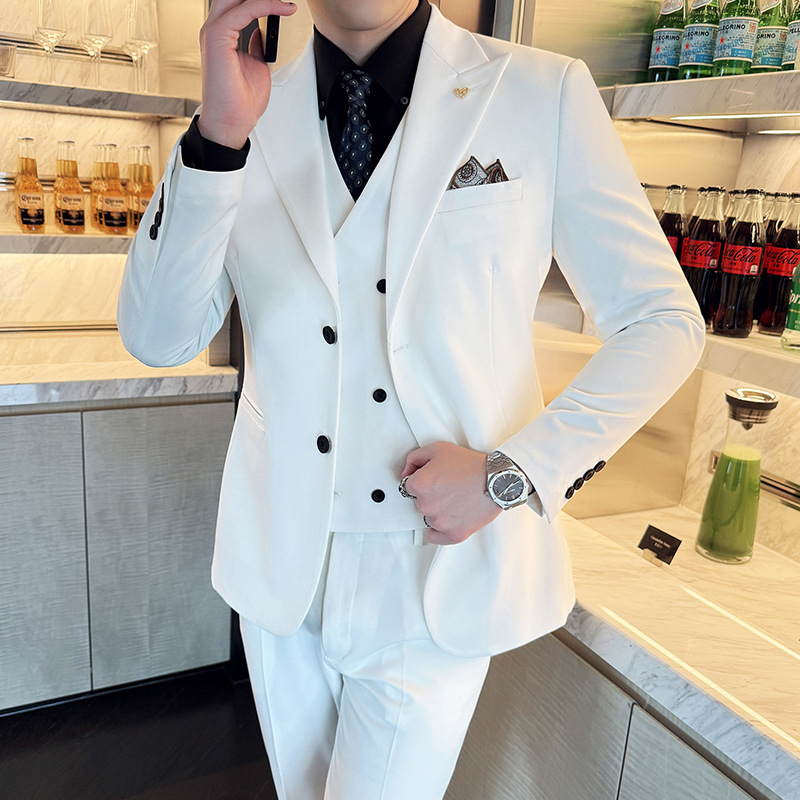 Men Formal Wear For Dinner - Setelan Pria Putih 3 Potong Slim