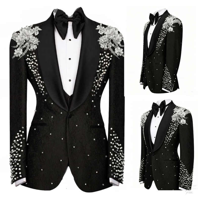 Men Formal Wear For Dinner - Setelan Kristal Berkilau untuk Pria Kerah
