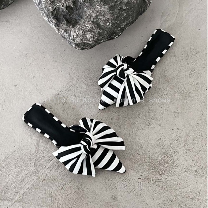 Satin Bow Tie - Sepatu Mule Desainer Mewah untuk Wanita,