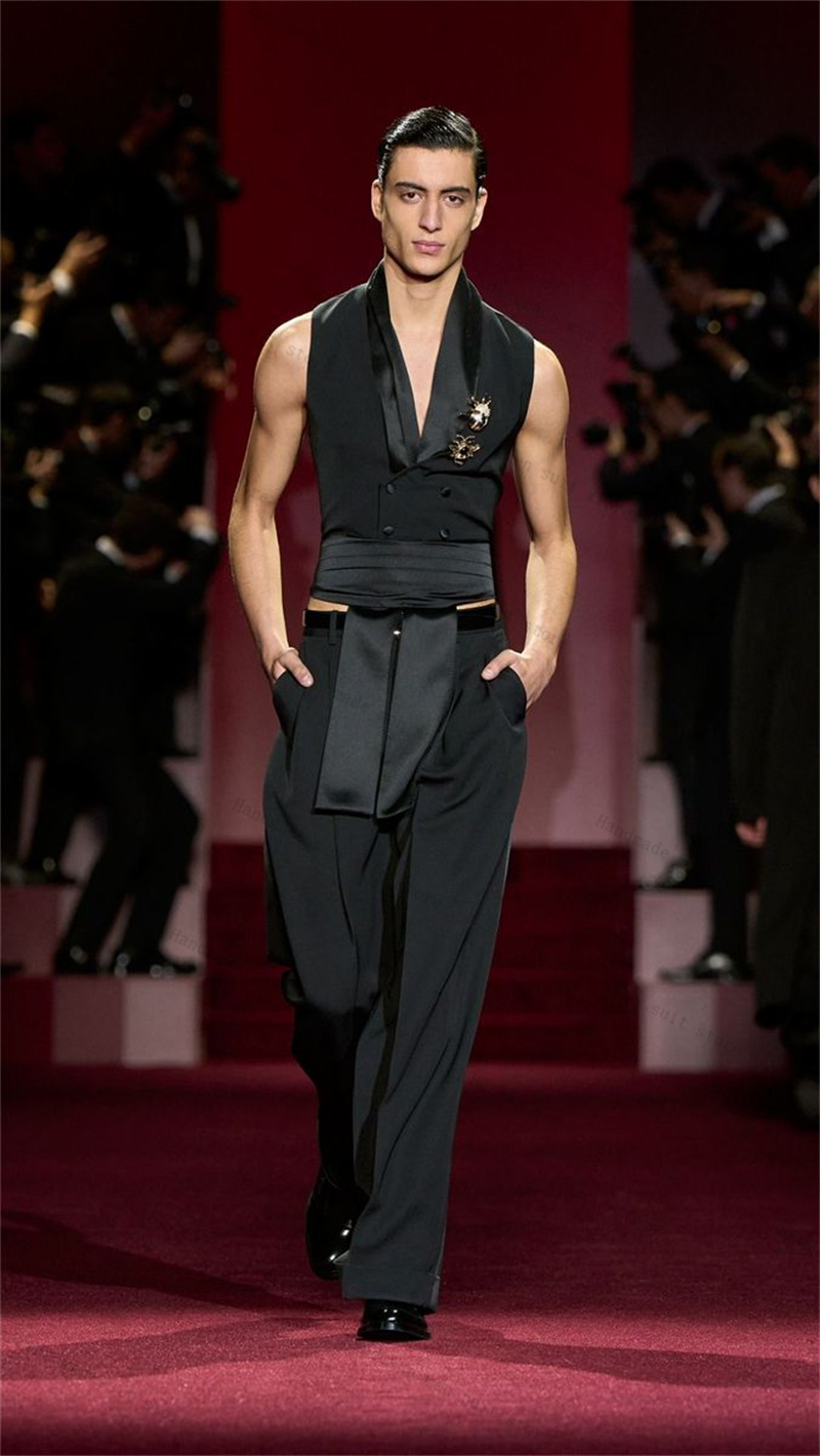 Men'S Formal Wear Waistcoat - Setelan Pria Hitam 2 Potong Rompi