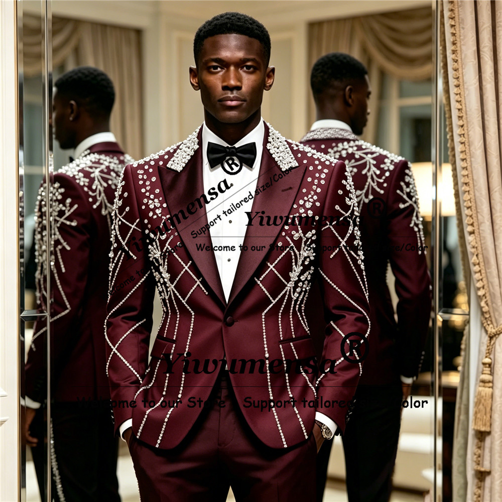 Men'S Formal Wear Attire - Setelan Jas Pria Berhias Berlian untuk