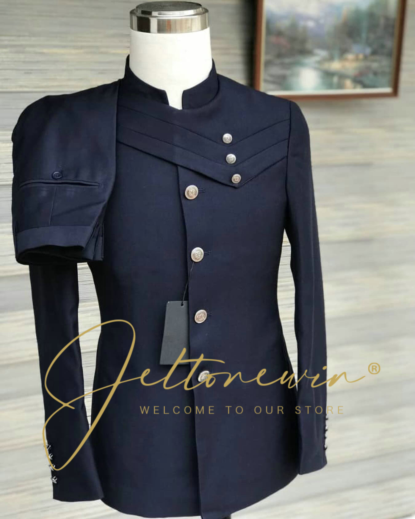 Men'S Formal Wear In Wedding - Setelan Jas Pria Biru Dongker dengan