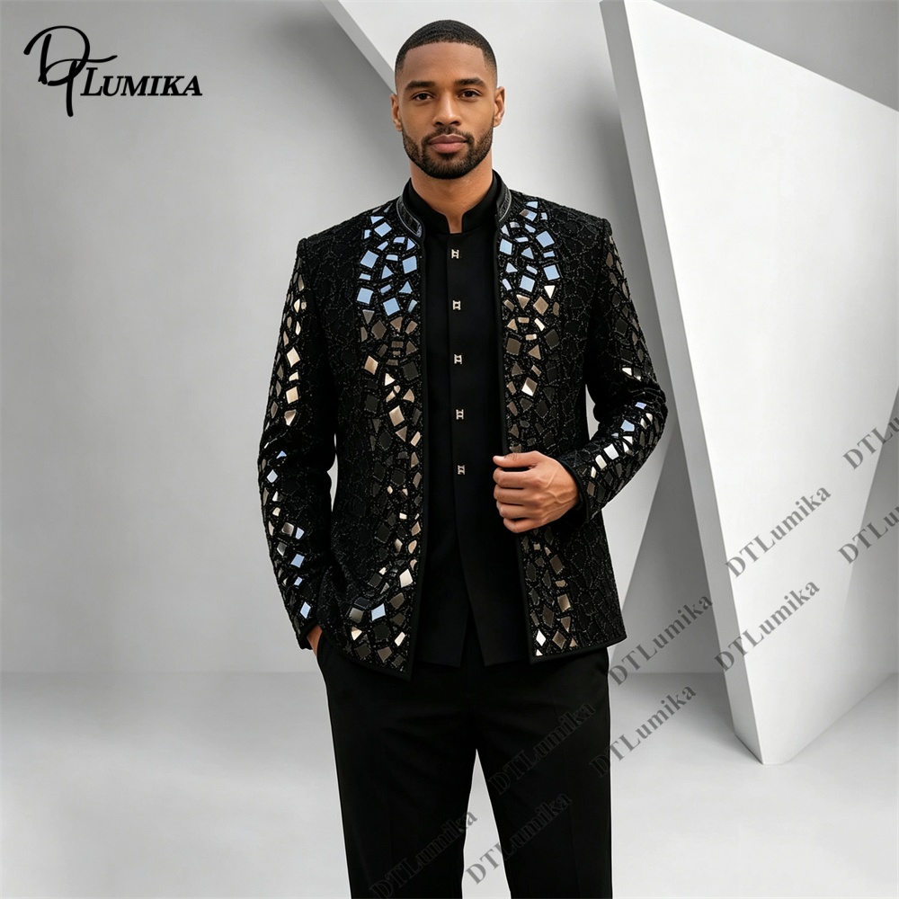 Men Formal Wear Pants - Setelan Jas Pria Kerah Mandarin Hitam