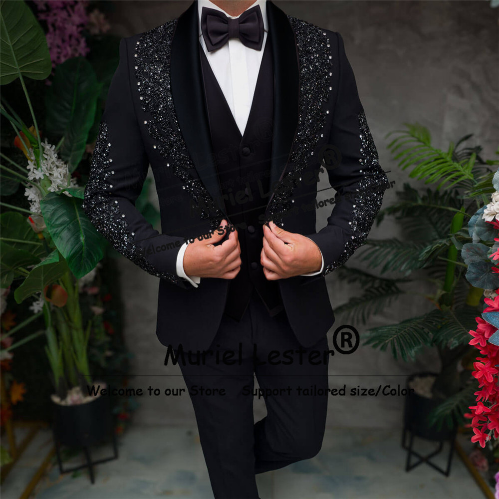 Men'S Formal Wear Attire - Jas Pria Slim Fit Berhias Kristal