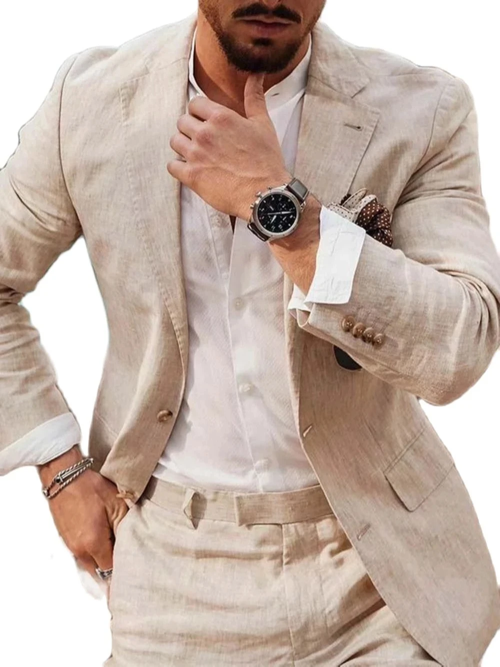 Setelan Linen Bisnis Pantai Mu - Men Formal Wear Pants ulasan dan harga