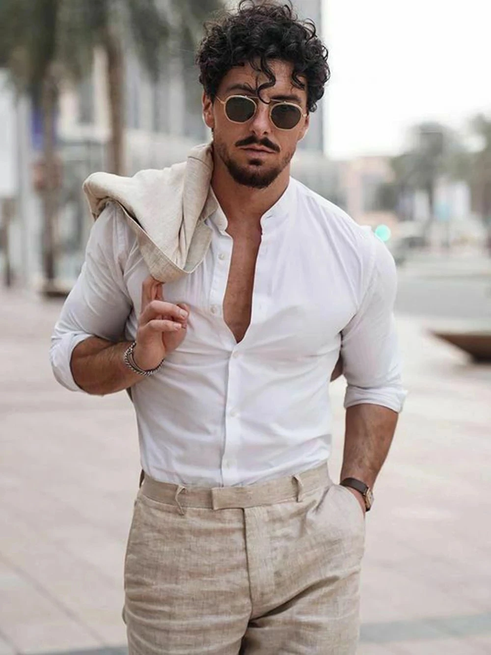 Setelan Linen Bisnis Pantai Mu - Men Formal Wear Pants ulasan dan harga