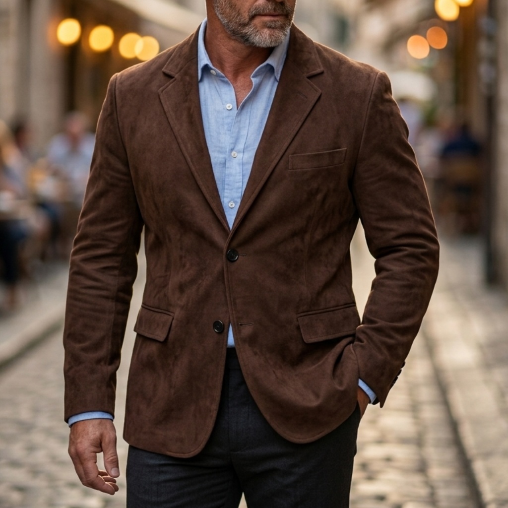 Jaket Blazer Suede Kasual Vint - Men'S Vintage Formal Wear ulasan dan harga