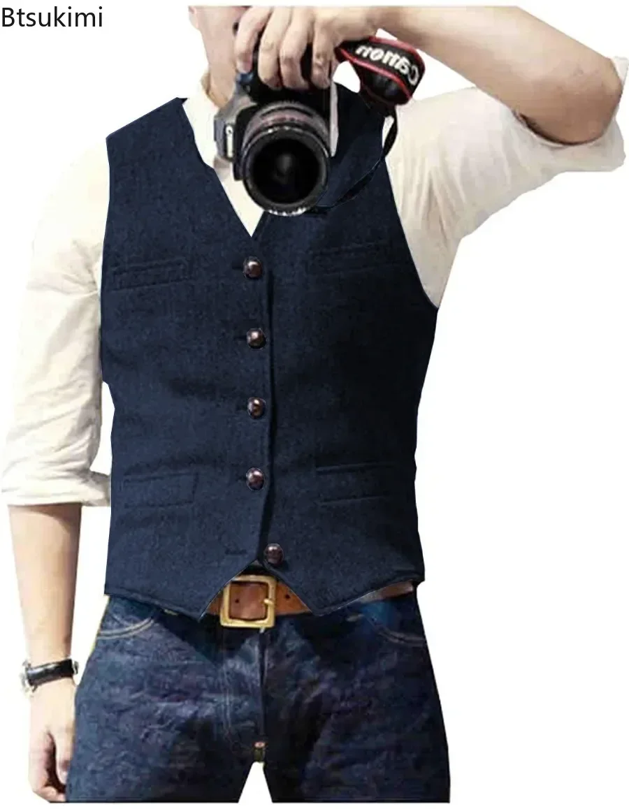 Rompi Jas Pria Vintage V-Neck  - Men'S Formal Wear Waistcoat ulasan dan harga