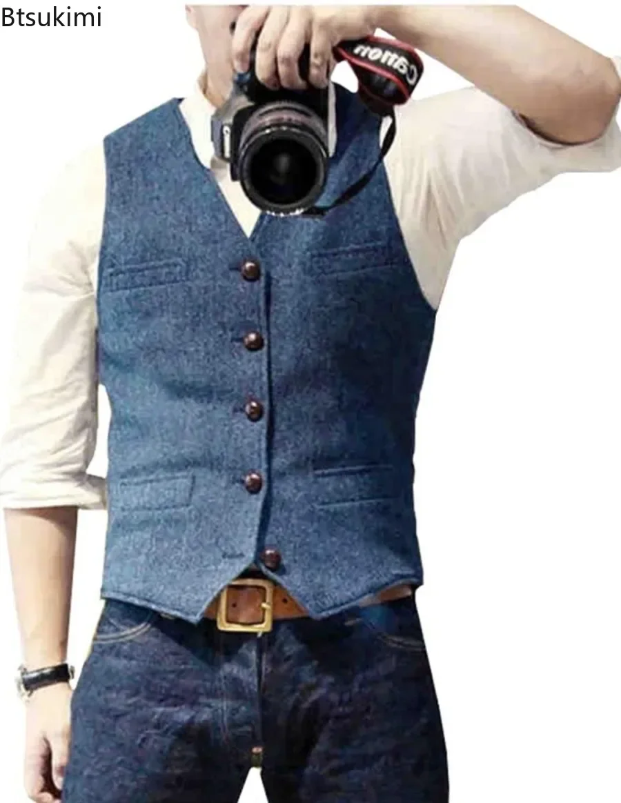 Rompi Jas Pria Vintage V-Neck  - Men'S Formal Wear Waistcoat ulasan dan harga