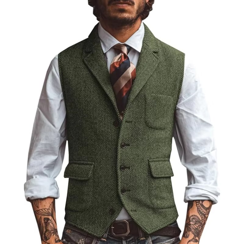 Rompi Pria Retro Tweed Herring - Men'S Formal Wear Waistcoat ulasan dan harga