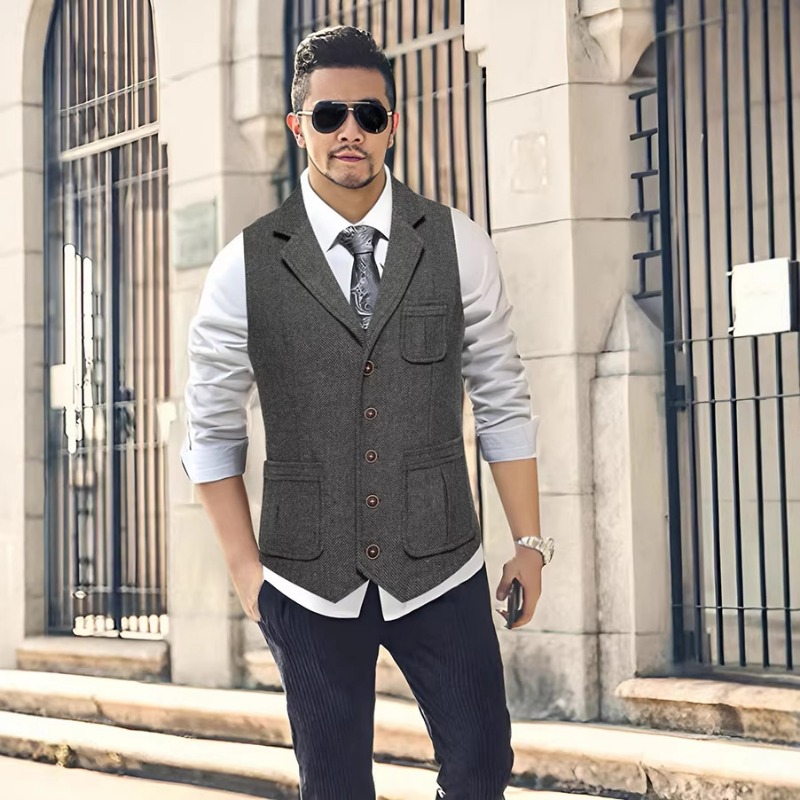 Rompi Jas Pria Herringbone Twe - Men'S Formal Wear Waistcoat ulasan dan harga