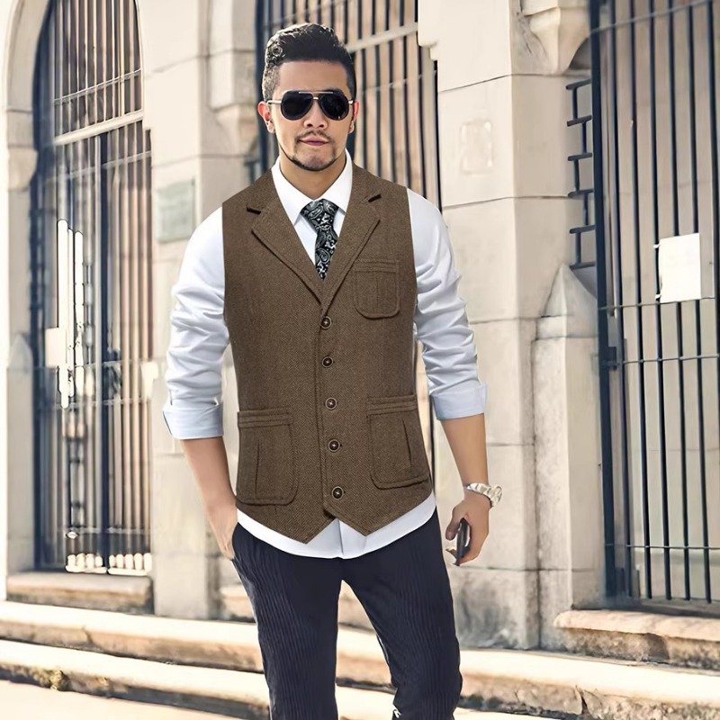 Rompi Jas Pria Herringbone Twe - Men'S Formal Wear Waistcoat ulasan dan harga