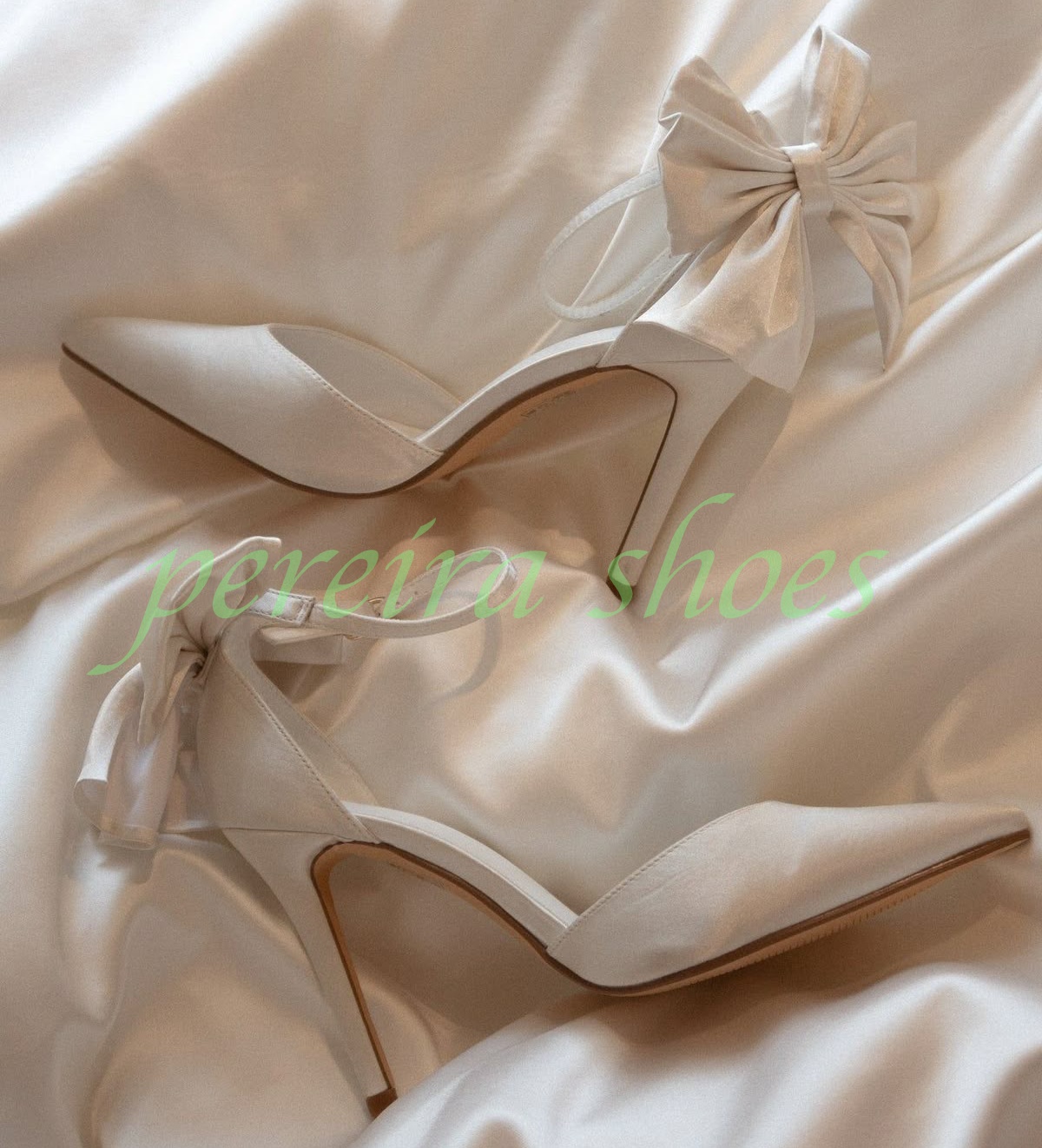 Sepatu Hak Tinggi Wanita Ivory - Satin Bow Tie ulasan dan harga