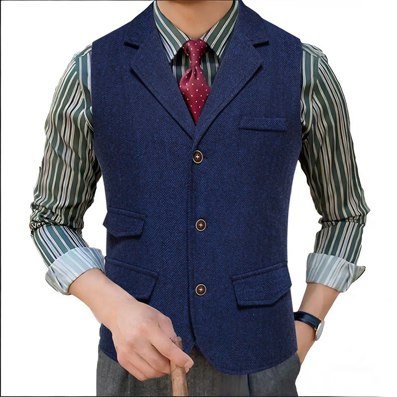Rompi Jas Pria Herringbone Twe - Men'S Formal Wear Waistcoat ulasan dan harga