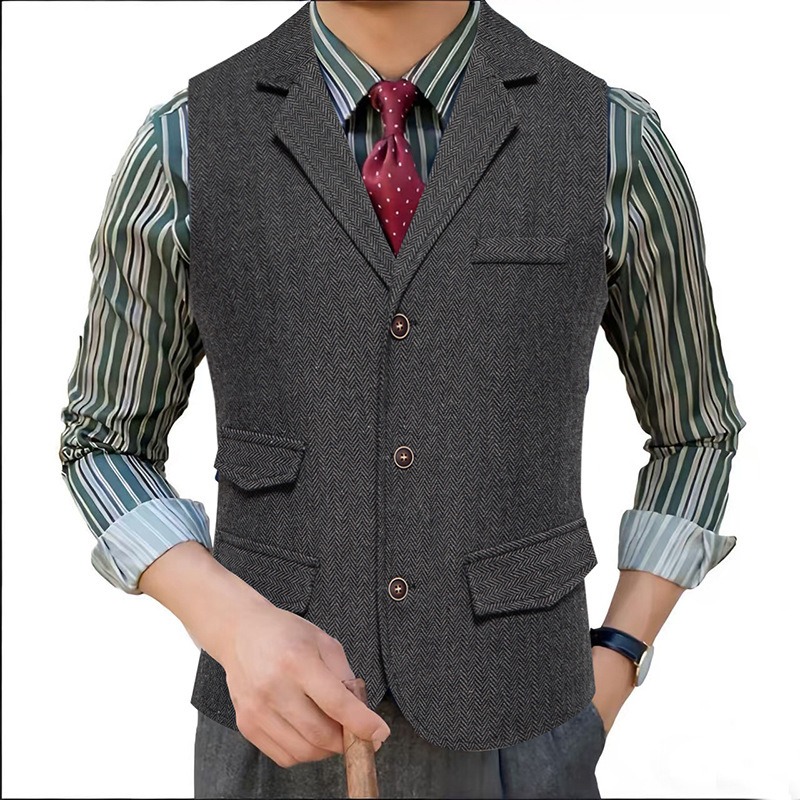 Rompi Jas Pria Herringbone Twe - Men'S Formal Wear Waistcoat ulasan dan harga